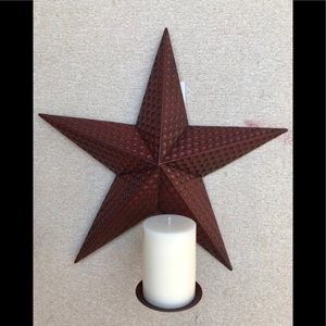 HOME INTERIORS HAMMERED BRISTOL RED STAR CANDLE HOLDER